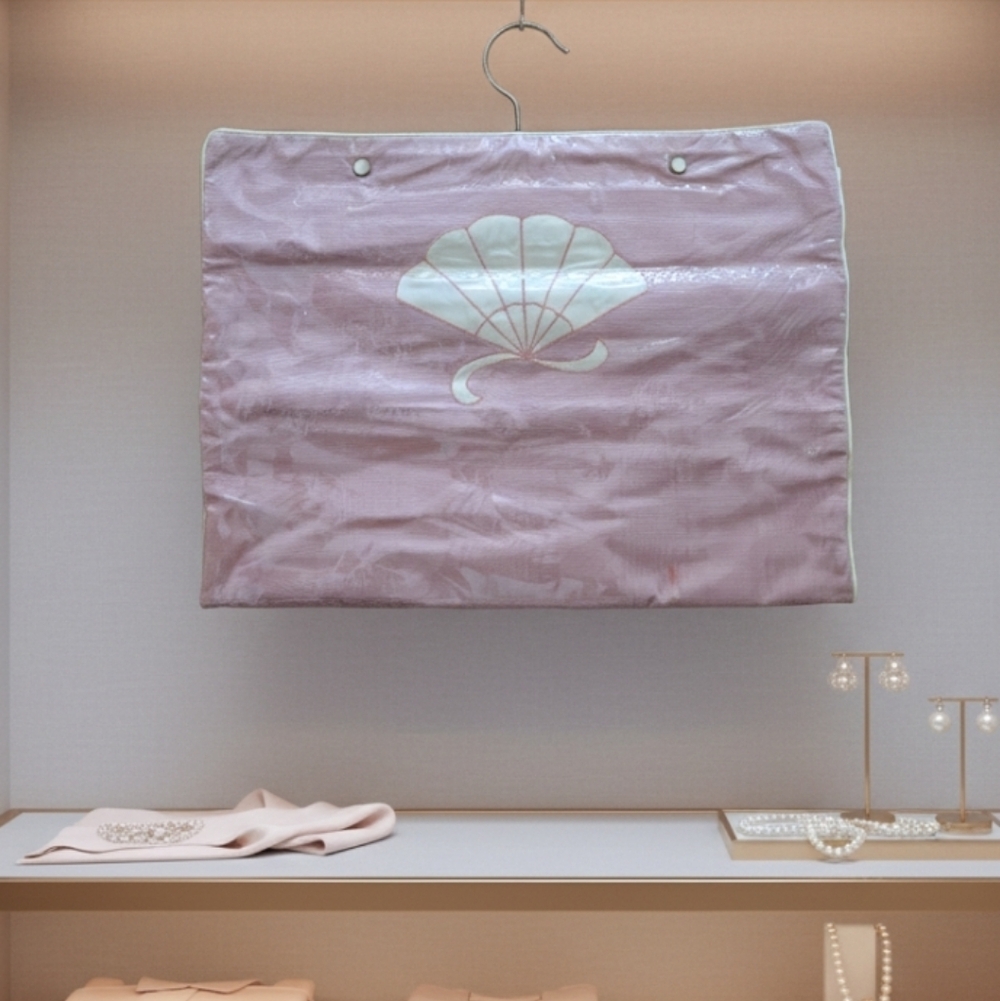 Vintage The Galante Studio Pink & White Shell Hanging Makeup Bag Usa Excellent!